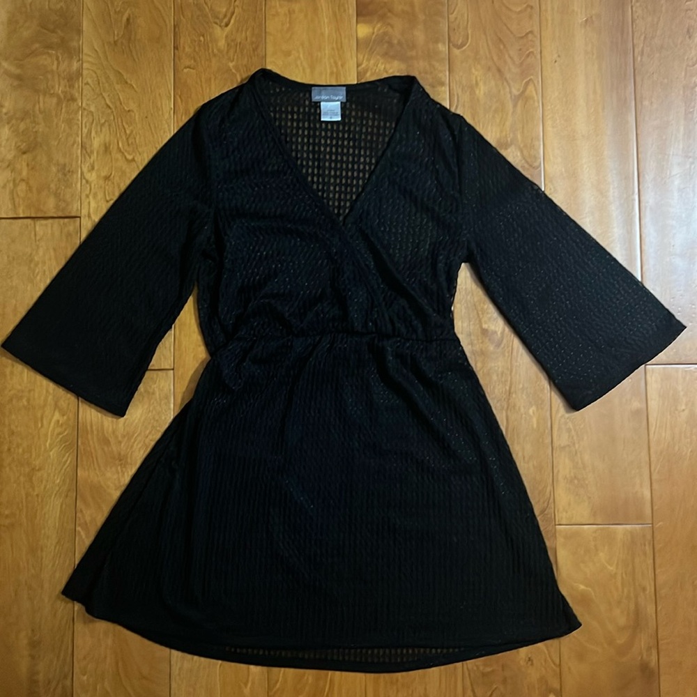 Jordan Taylor Black Mesh Wrap Beach Coverup